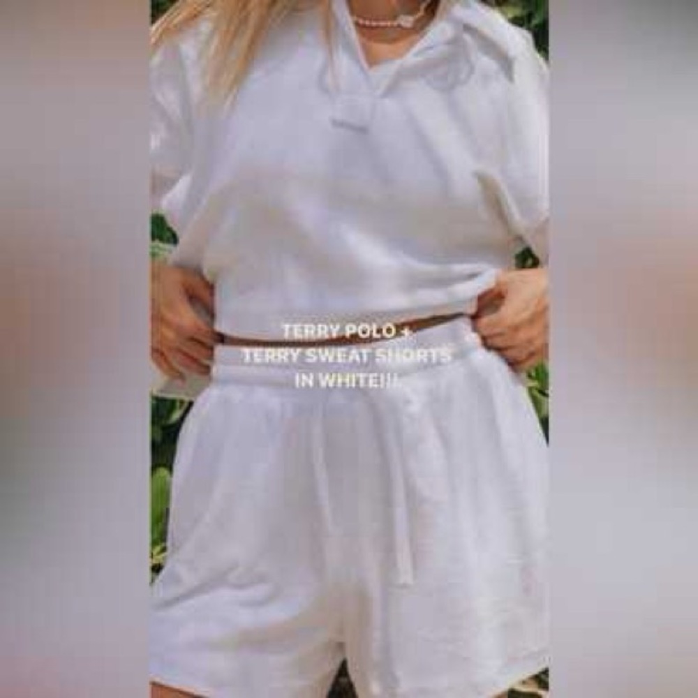 Daily Drills Terry Polo Cloth Cropped Collared Shirt Boxy Coverup | Women’s M-L - Picture 7 of 8
